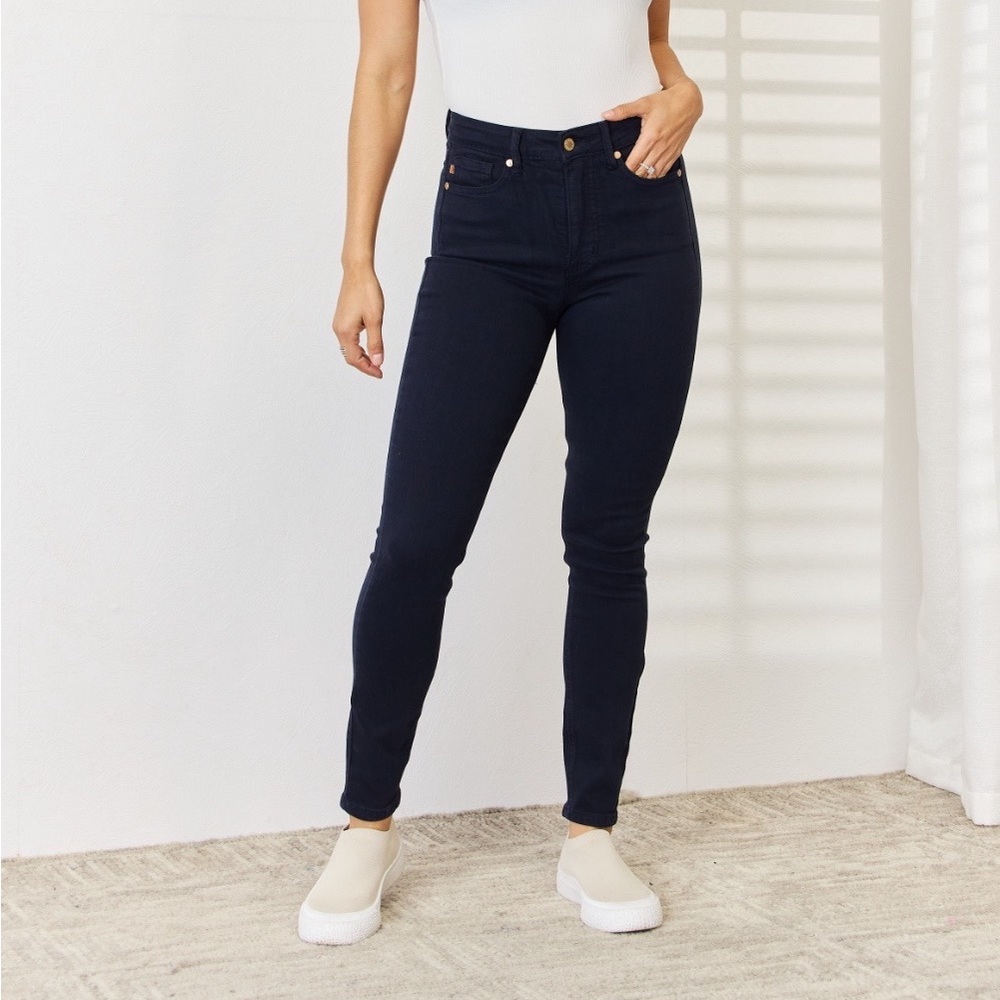 NEW Judy Blue PLUS + REG Size Northern Attitude Navy Tummy Control Skinny Jeans